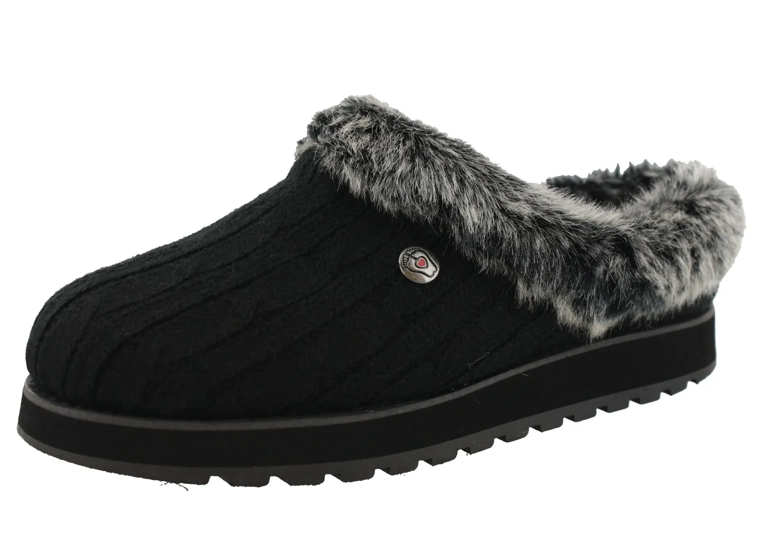 Slip Comfort Sandals Lightweight Upper Skechers Women Wide Width Furry Cozy Open Back Slippers Ice Angel