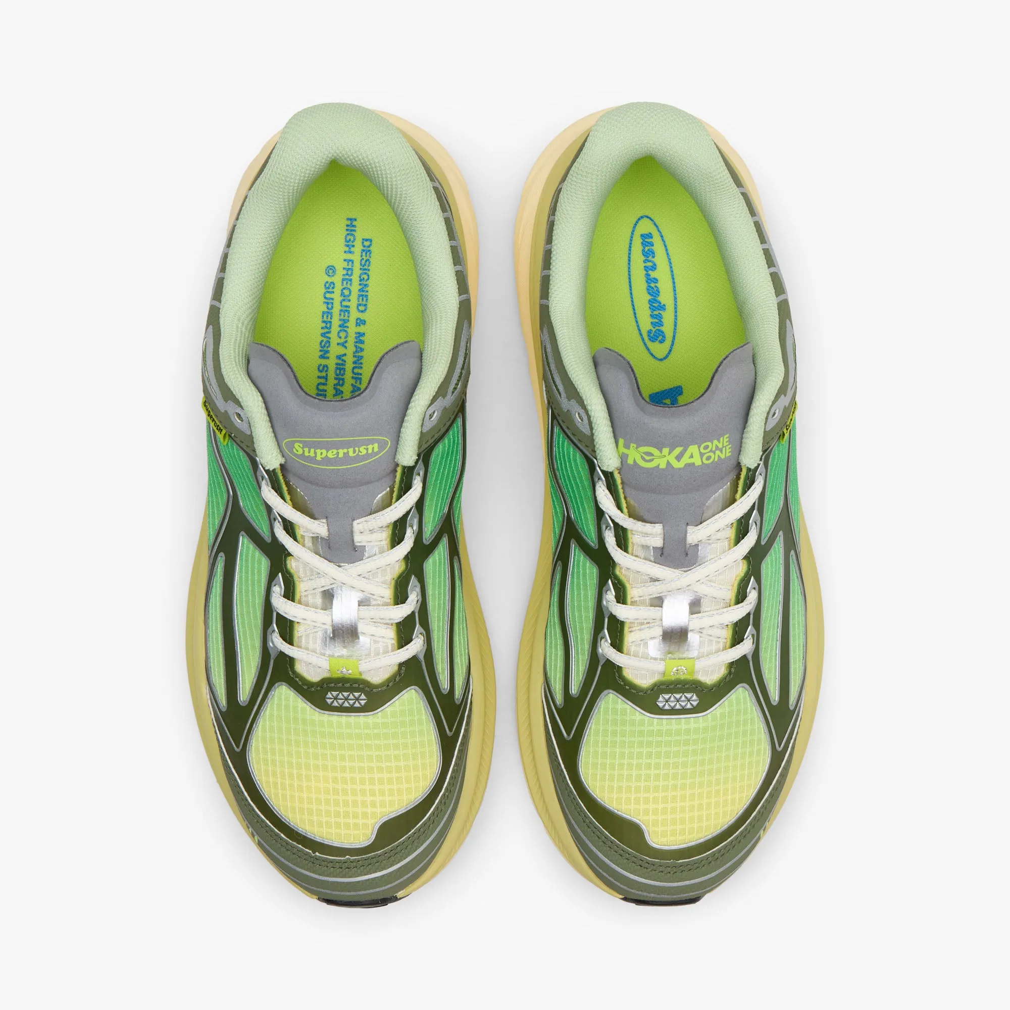 Hoka x SUPERVSN U Clifton One9 Green Flash / Limelight square - toe shoes