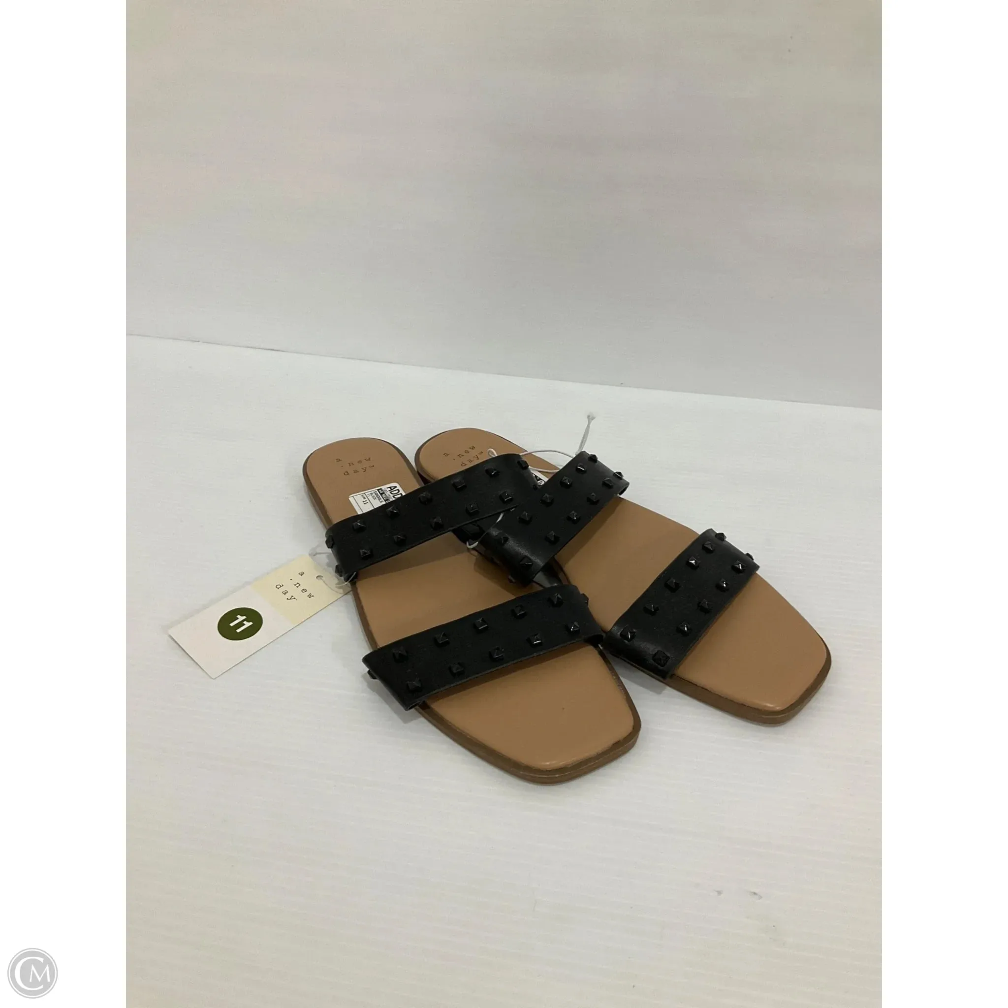 Sandals Flats By A New Day In Black, Size: 11 Everyday Step Stay Casual