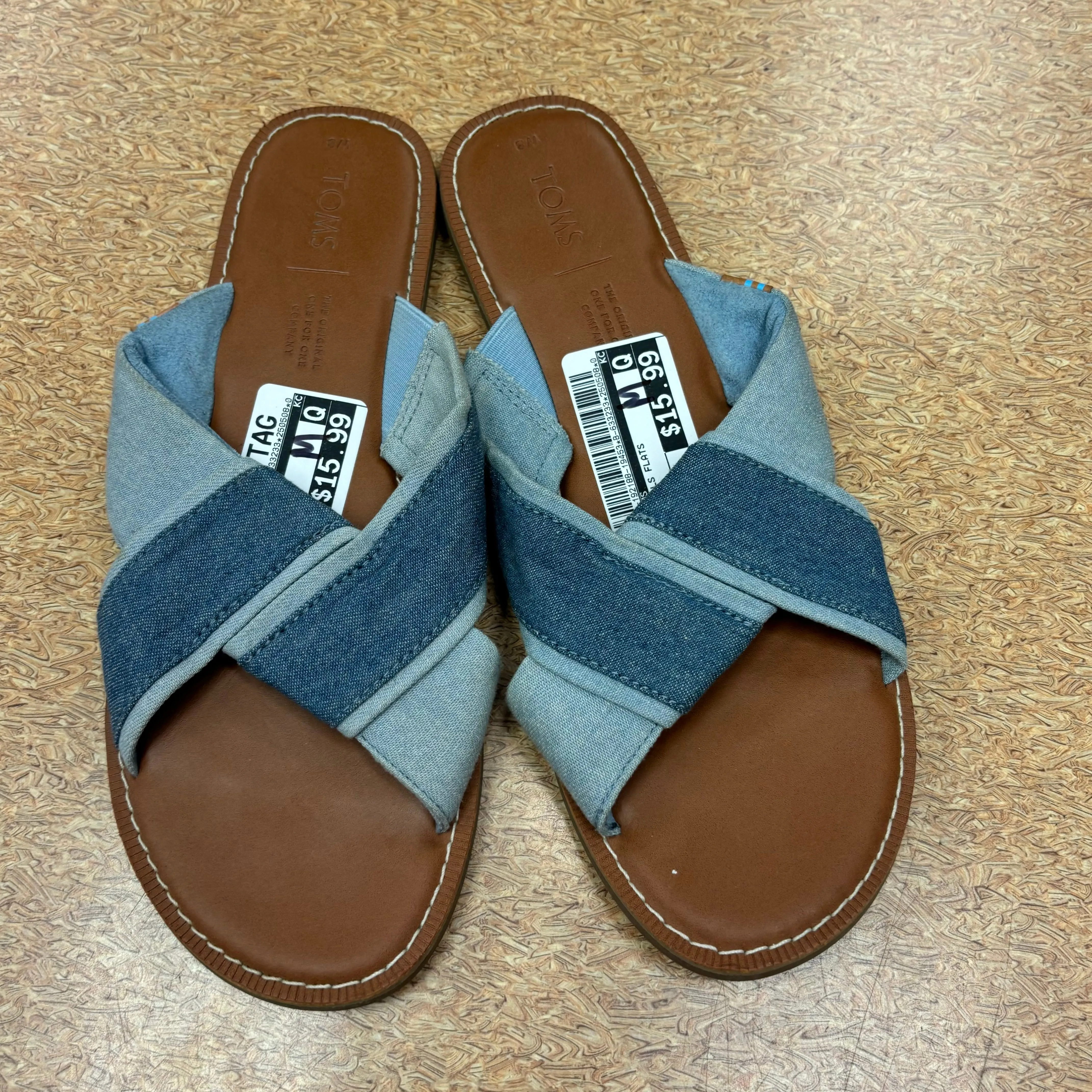 basketball - style SANDALS FLATS by TOMS In BLUE, Size: 8