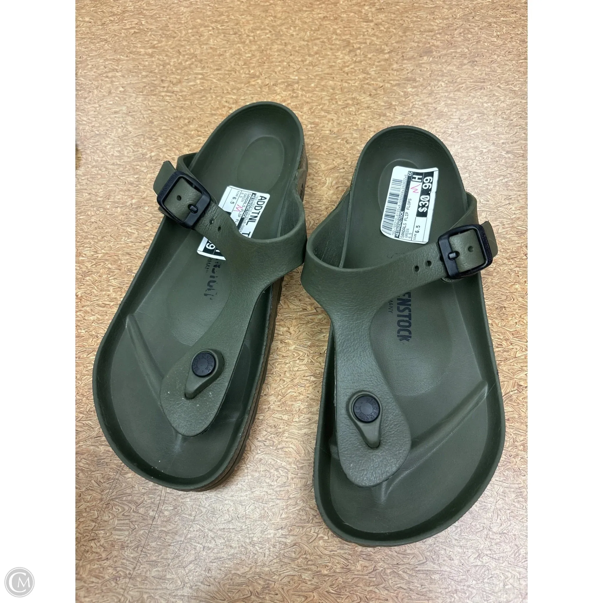 Sandals Flip Flops By Birkenstock In Green, Size: 6.5 Comfortable Footwear