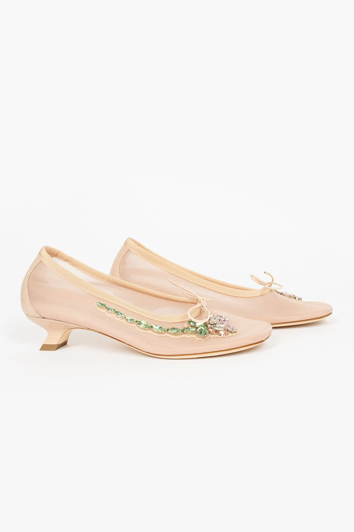 Mesh Embroidery Ballerina Heel Nude/Pink Quick Fit