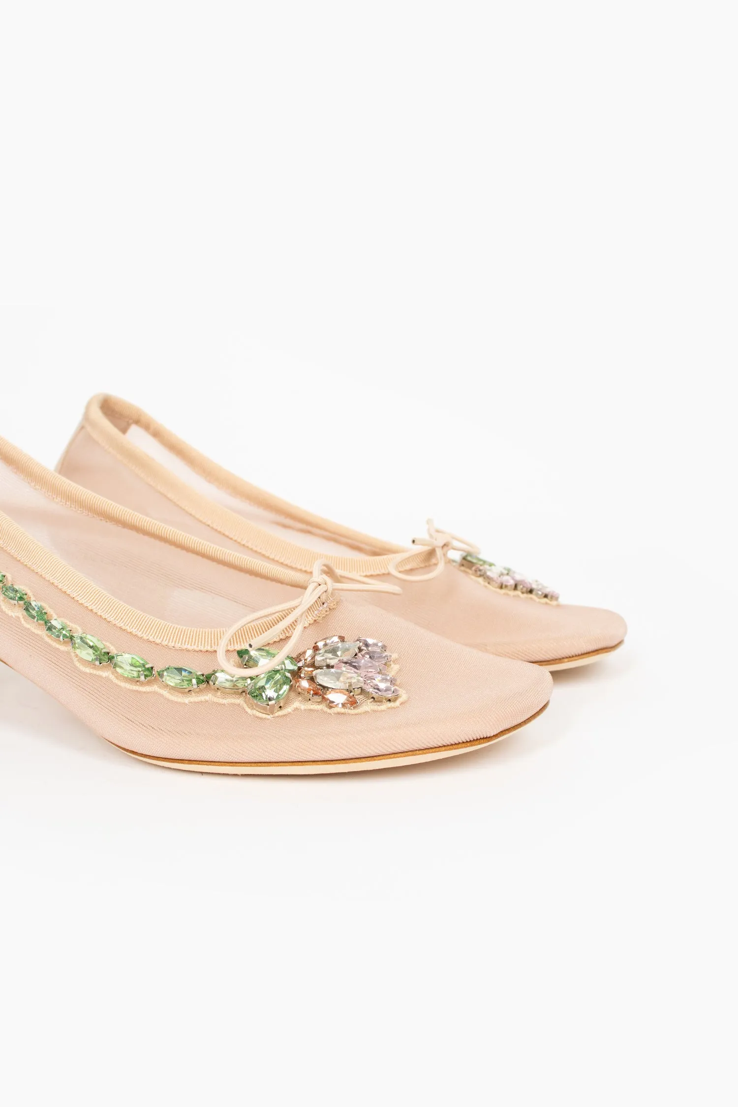 Toe Protection Mesh Embroidery Ballerina Heel Nude/Pink