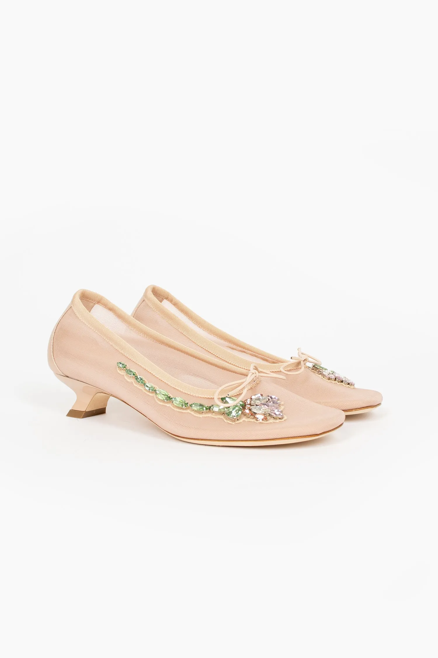 Mesh Embroidery Ballerina Heel Nude/Pink Grippy Outsole Adventure Seeker