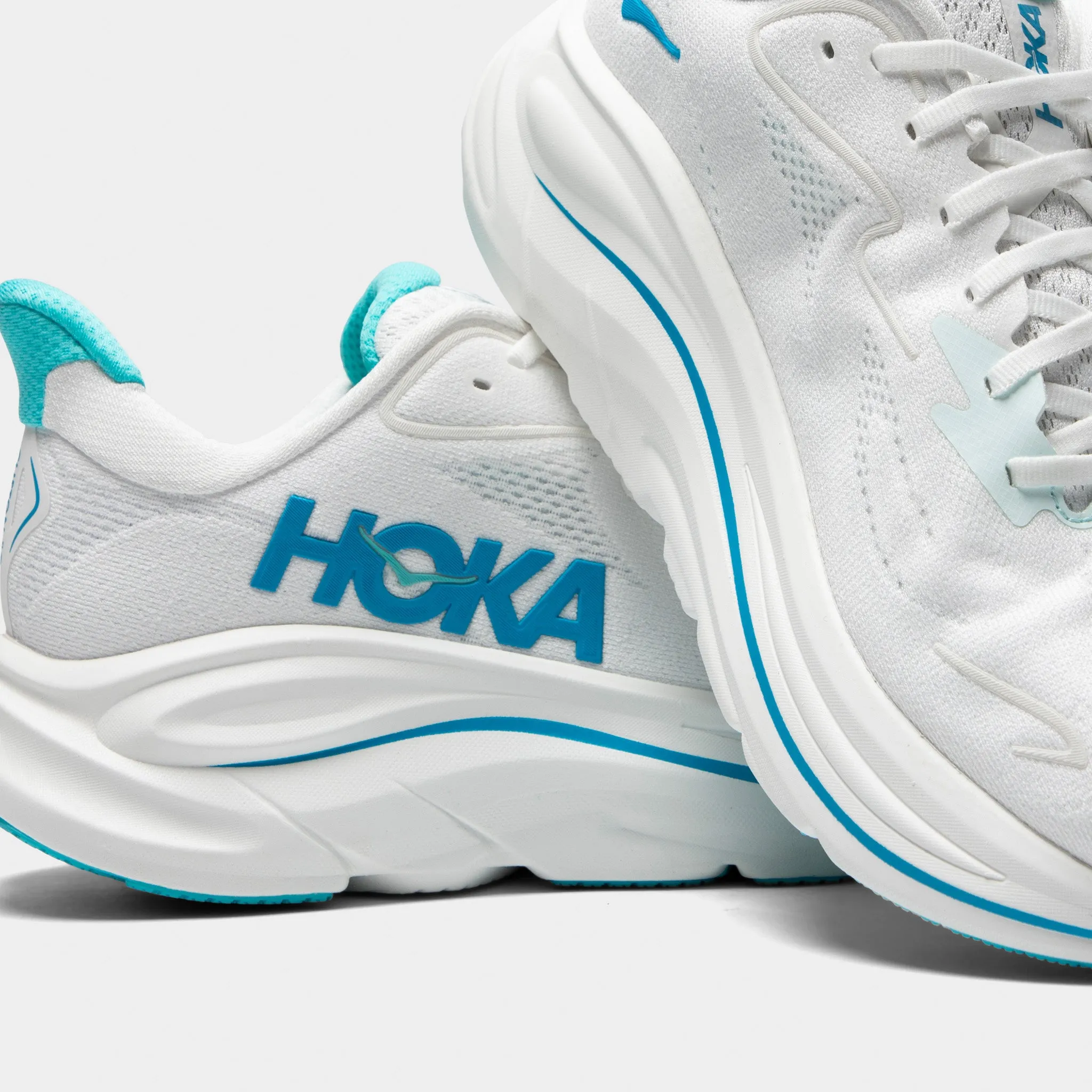 concrete - running shoes Velcro Closure Hoka Clifton 10 White / Silver