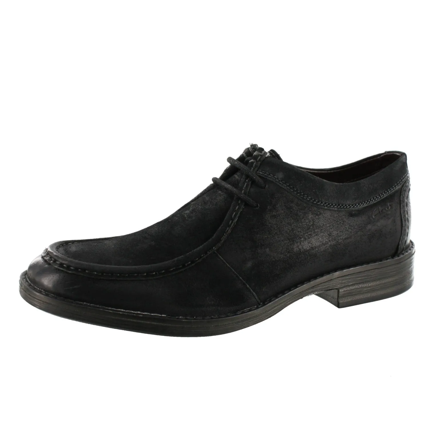 Clarks Mens Delsin Rise Black Dress Leather Shoes Anti Slip Sole Slip Resistant