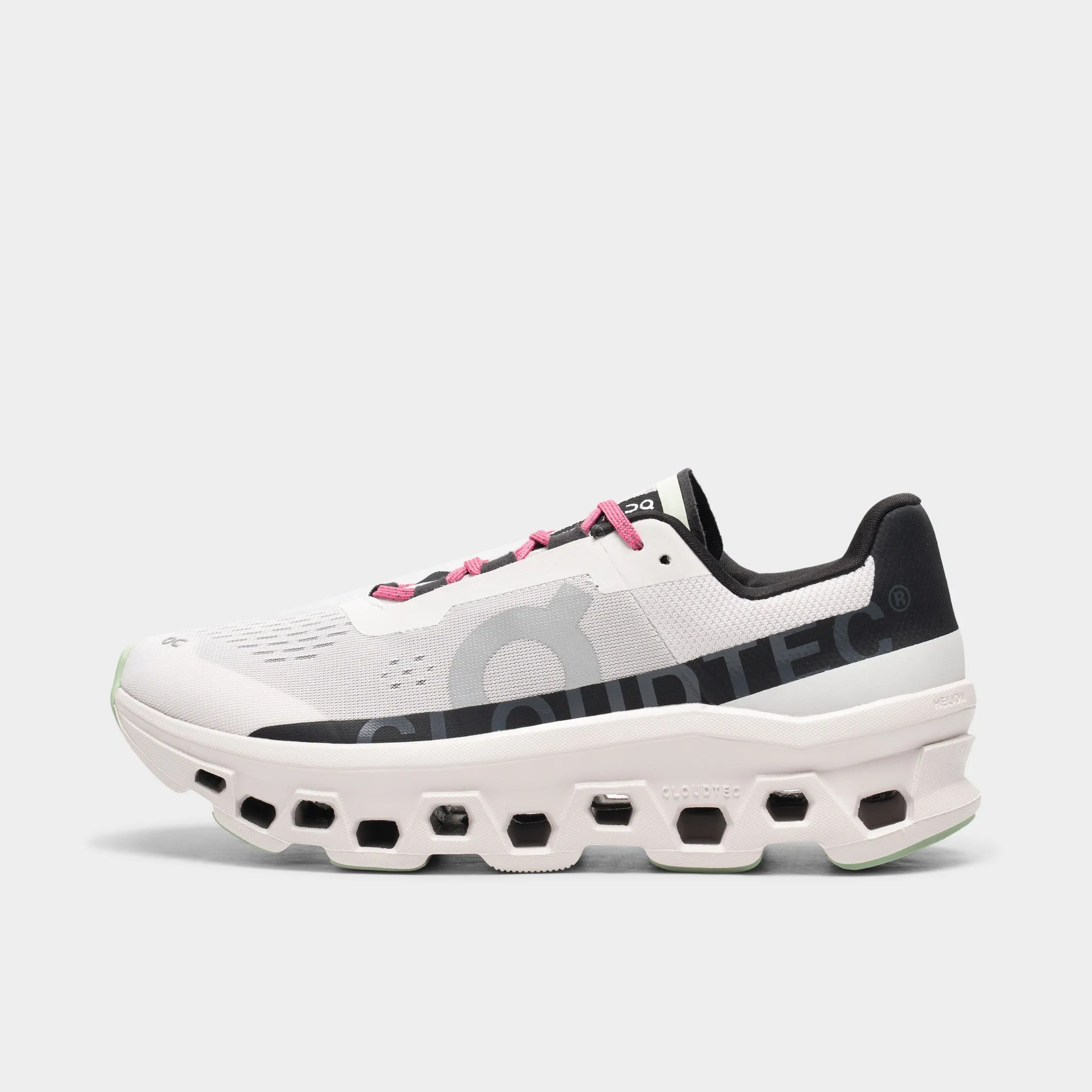 On Cloudmonster White / Black gel - cushioned shoes running in a duathlon