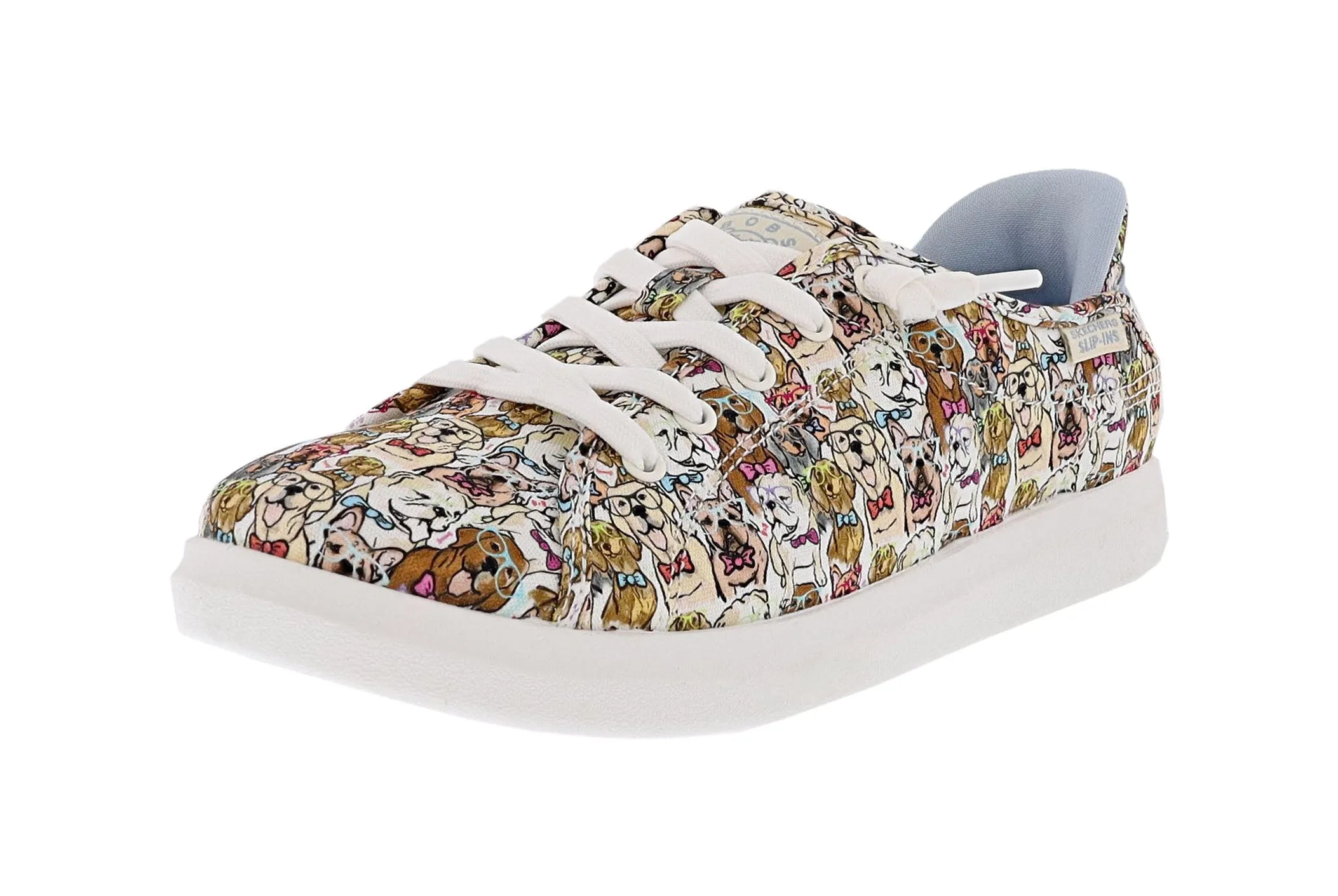 Beach Walk TPU sole Skechers Women's Slip-Ins Bobs D'vine- Preppy Pup Canvas Upper Shoes