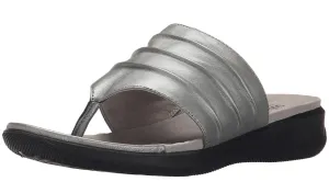 Softwalk Womens Summer Leather Sandals Thick Sole Wedge Slides Chain Touch footbed cushioning