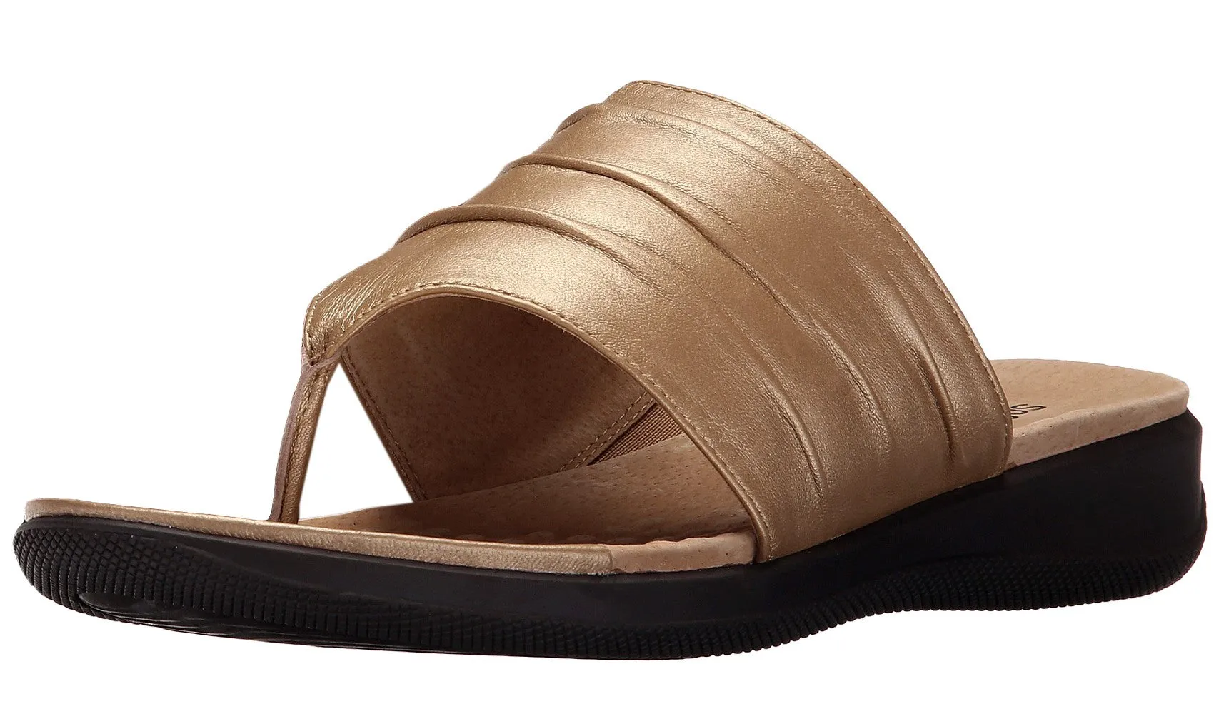 Softwalk Womens Summer Leather Sandals Thick Sole Wedge Slides Sporty Flip-flops Sunny Comfort