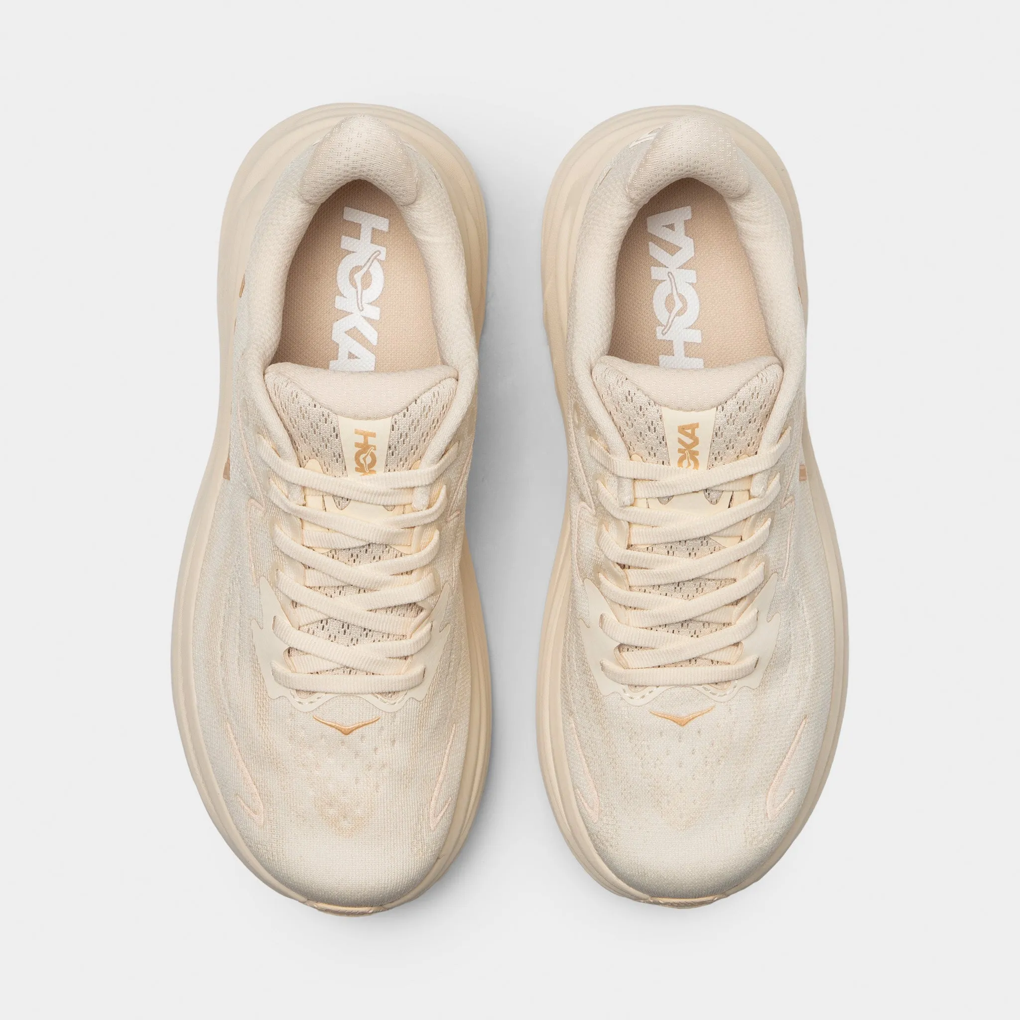 Hoka Women's Clifton 10 Vanilla / Birch lugged outsole running shoes