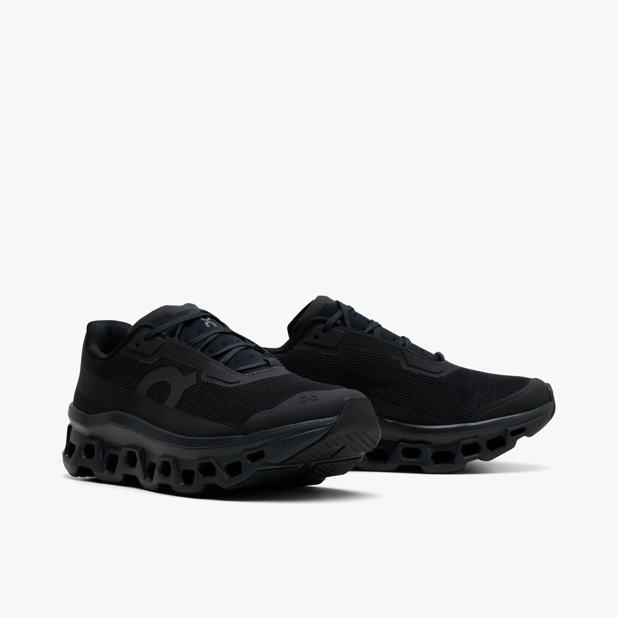 On Cloudmonster Void Black / Black amateur runner shoes perforated upper