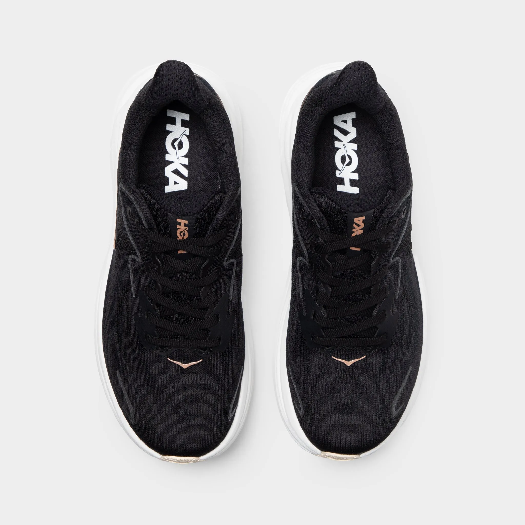 Cushioned Insole Shoes reliable shoes Hoka Women's Clifton 10 Black / White - Rose Gold