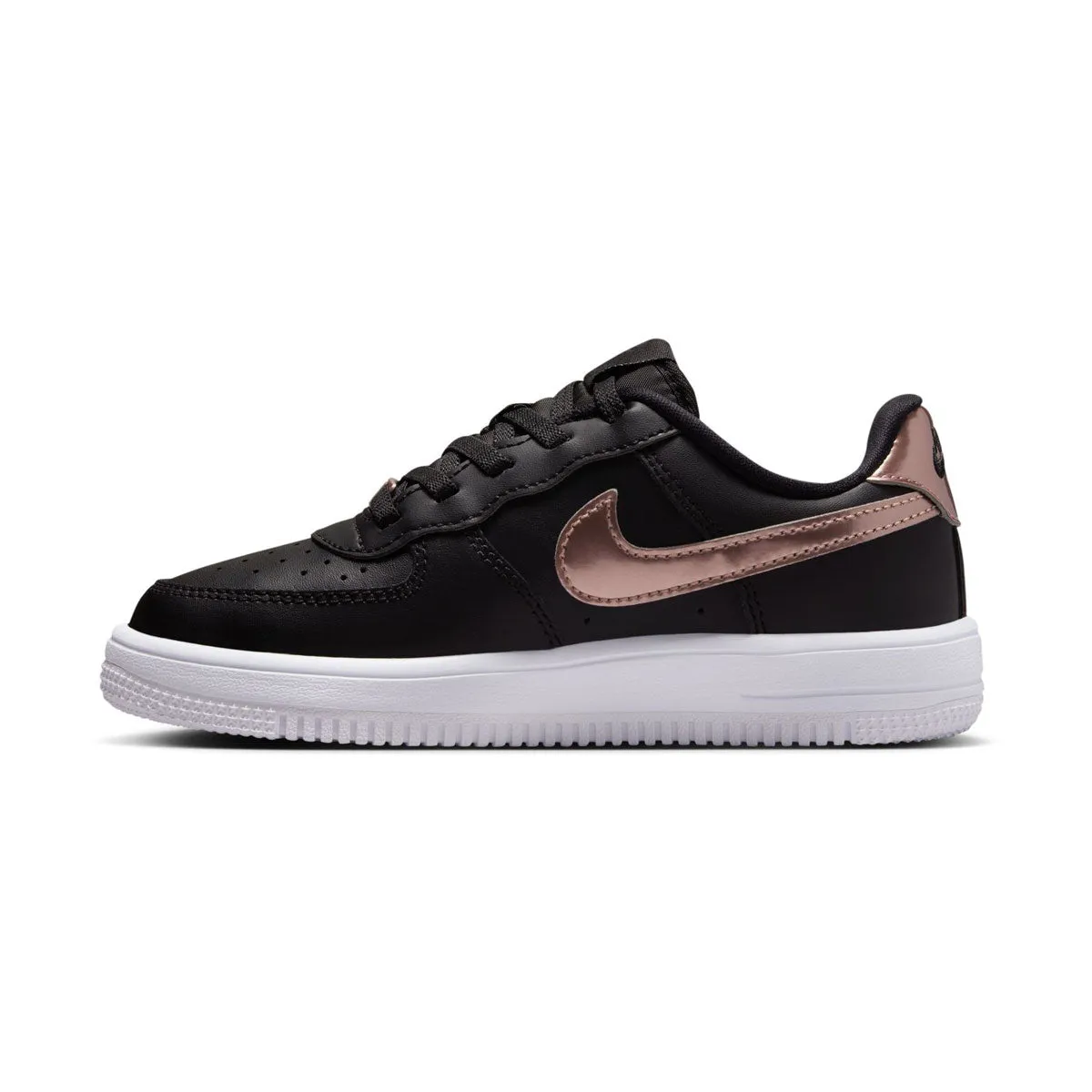 Foam Support Eco Friendly Sole Nike Force 1 Low SE EasyOn 'Black & Metallic Red Bronze' Little Kids' Shoes