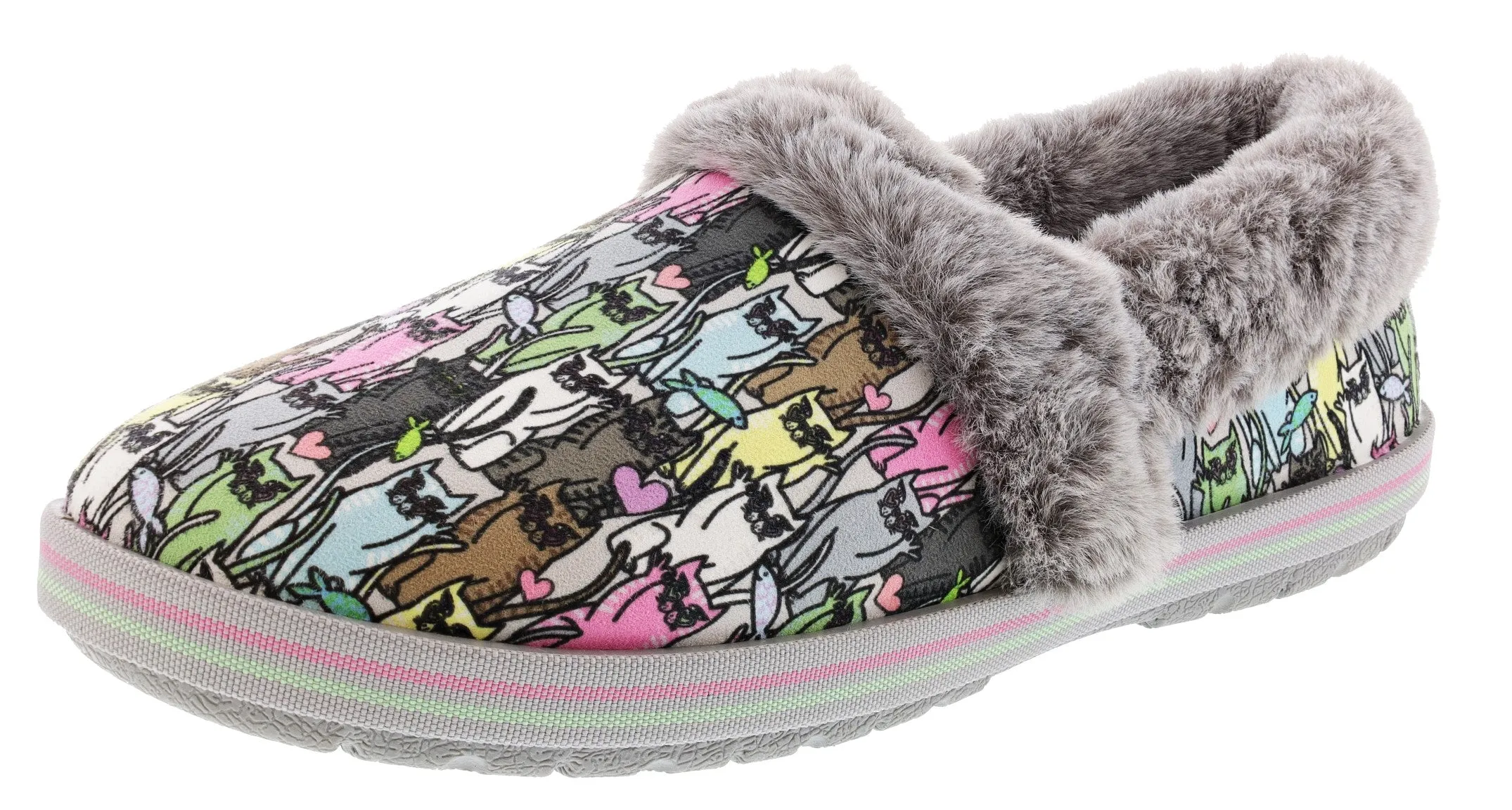 Skechers Bobs Women's Too Cozy Kitten Gloves Memory Foam Slippers Flex Step