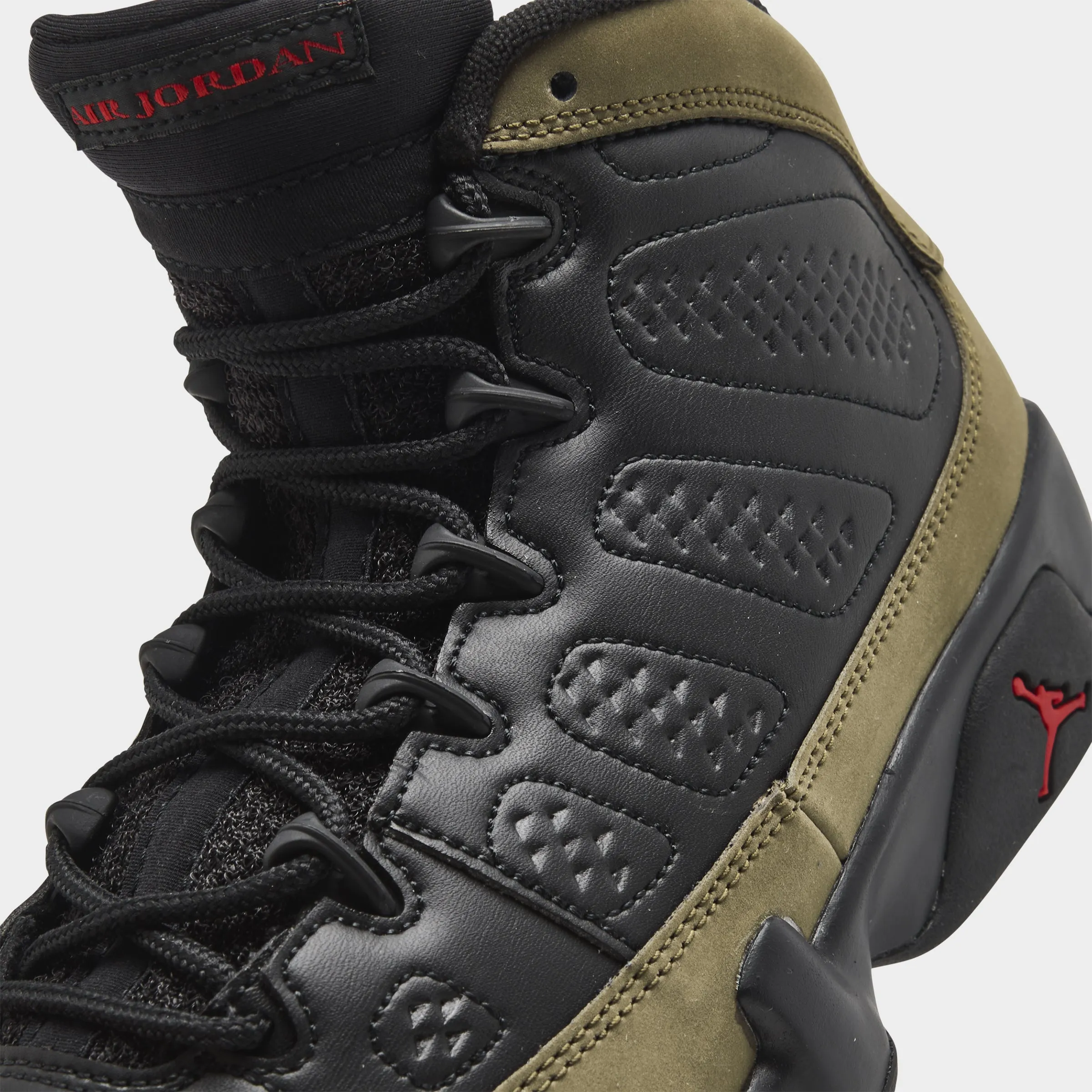 Breath Flow Jordan 9 Retro GS Black / True Red - Light Olive
