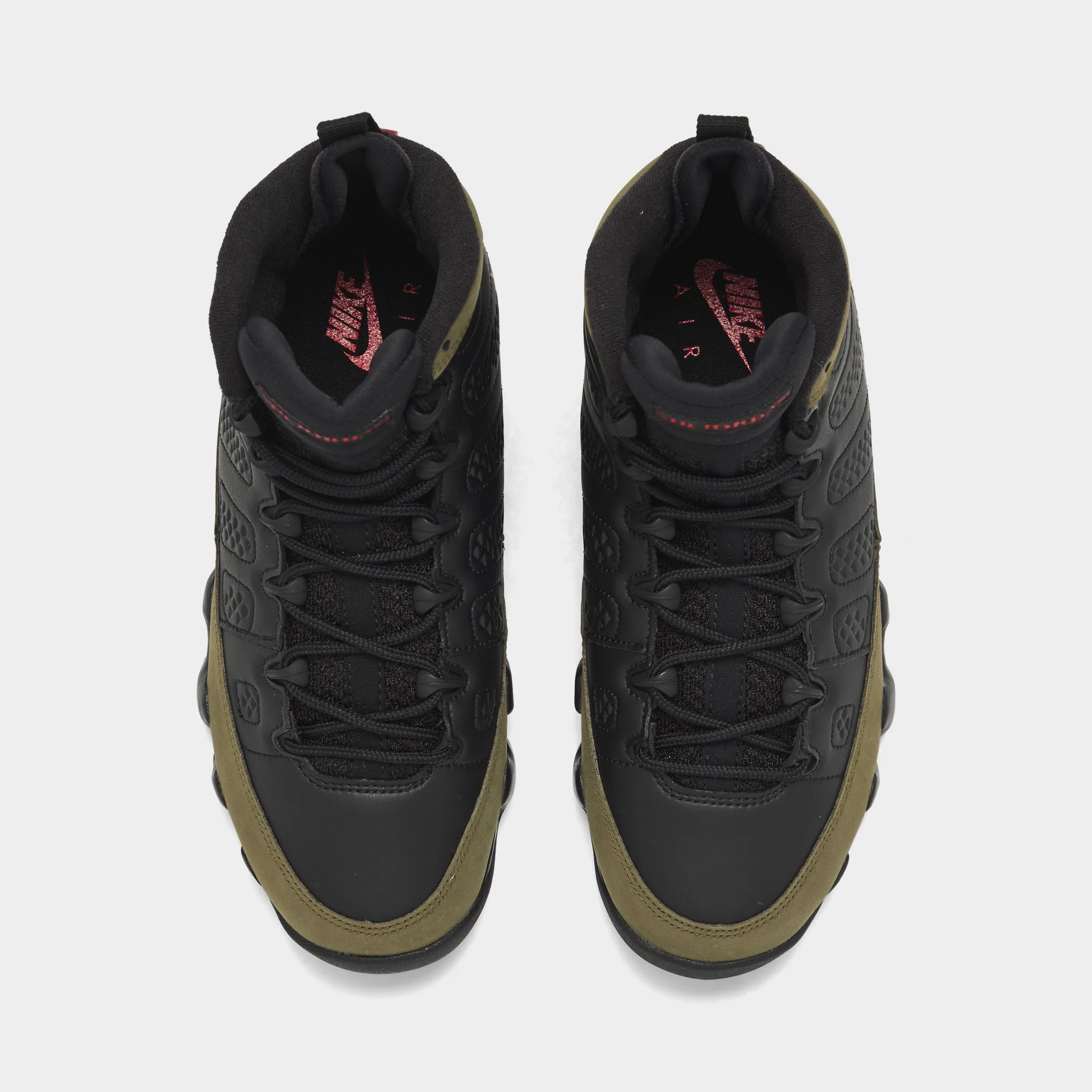Jordan 9 Retro GS Black / True Red - Light Olive Torsion Control Shank Ultra Light Outsole Design