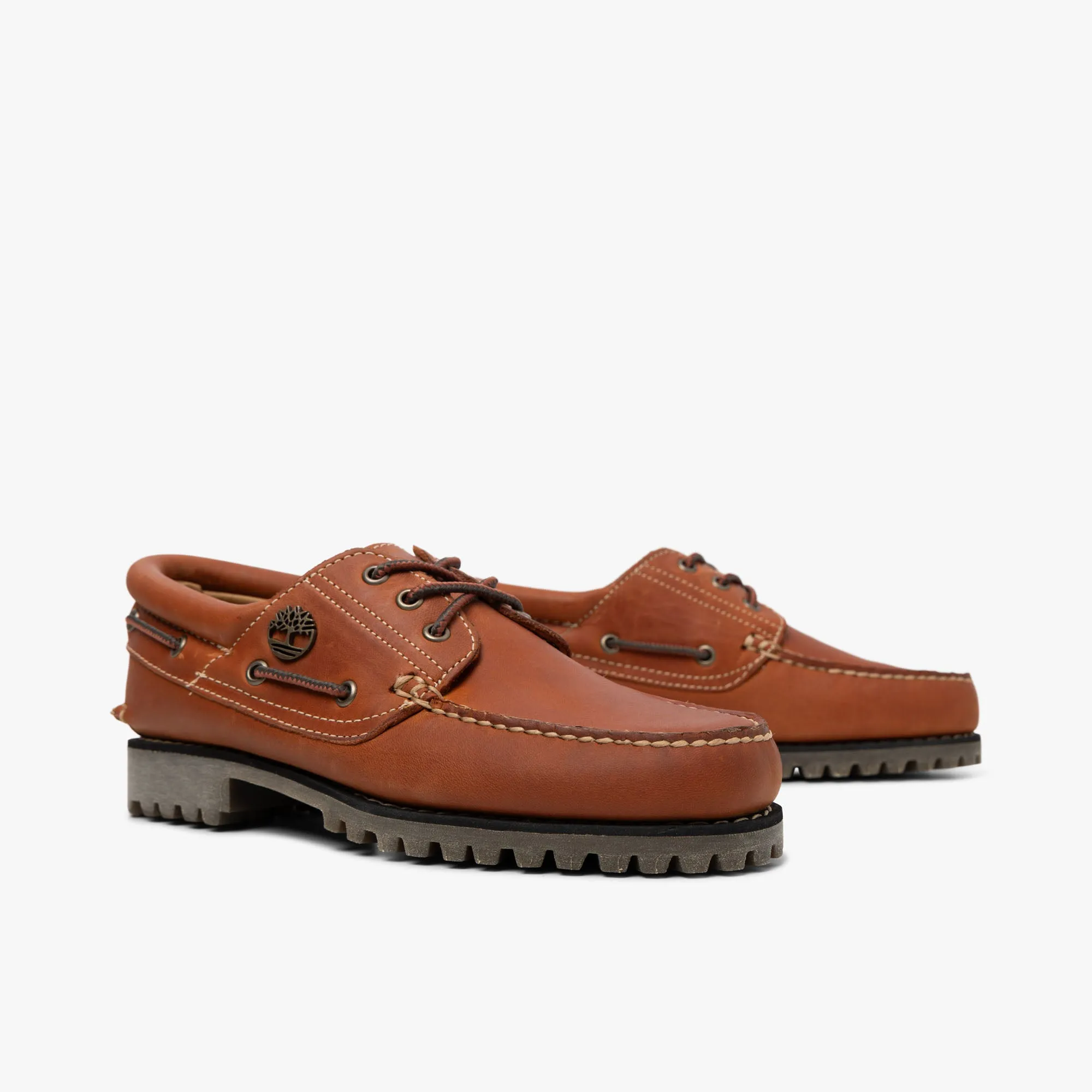 Timberland Authentic 3-Eye Boat Shoe / Orange Full Grain Winter Protection Anti-Friction