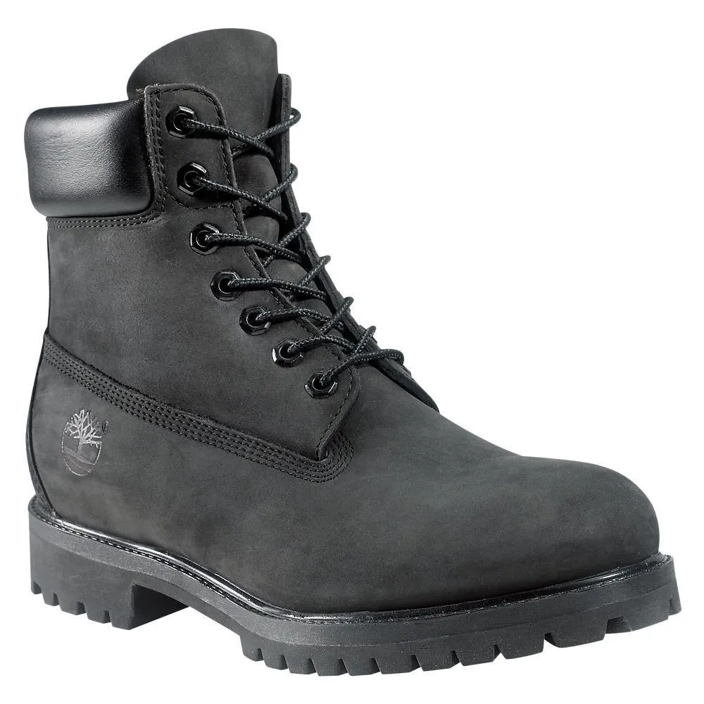 Timberland Men's 10073 6-Inch Premium Black Nubuck Waterproof Elastic Goring Anti   Odor