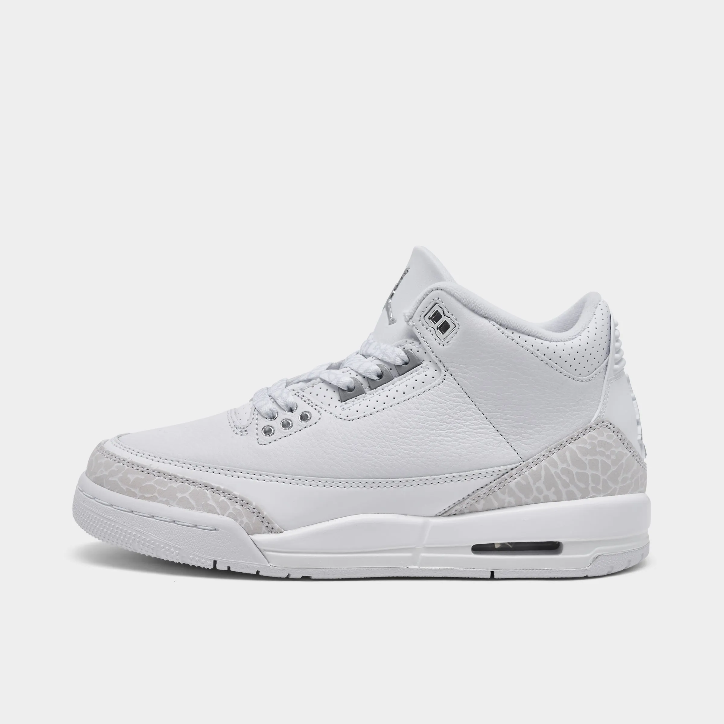 Jordan 3 Retro GS White / Metallic Silver - White Ankle support system Smooth Finish