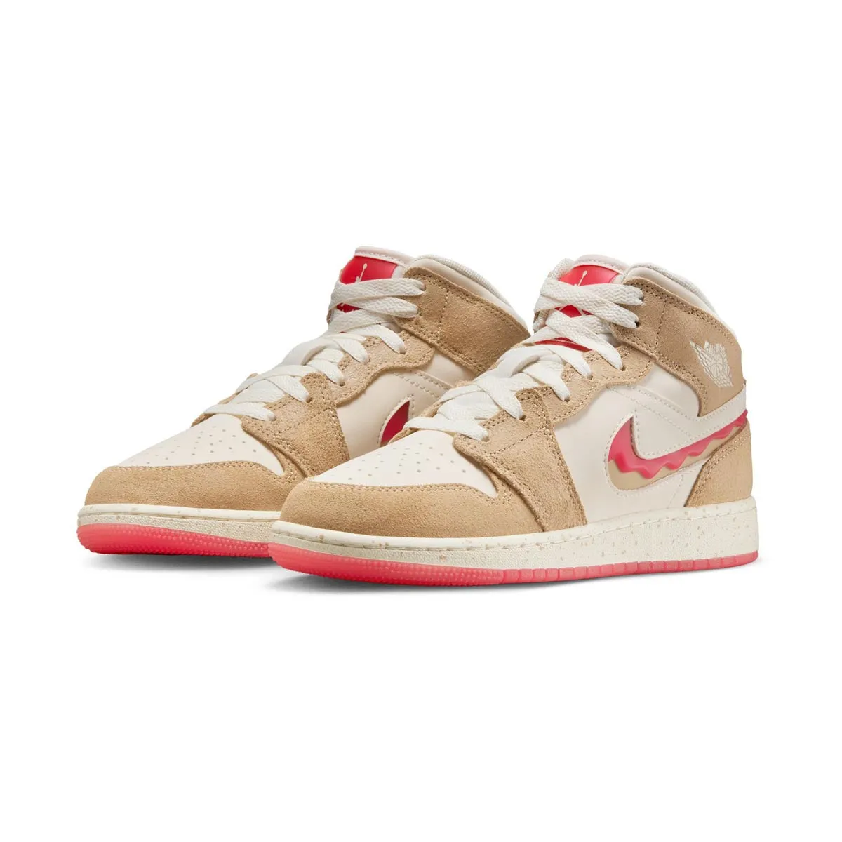 Quick Lock Air Jordan 1 Mid SE 'Peanut Butter & Jelly' Big Kids' Shoes