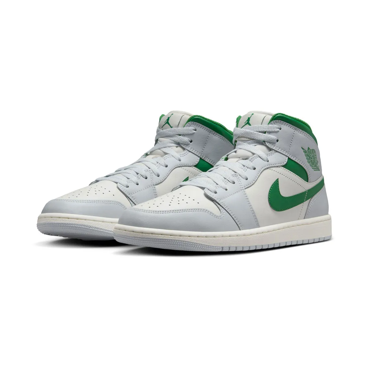 Any Path Camera Look Air Jordan 1 Mid 'White Pure Platinum Pine Green' Men's Shoes