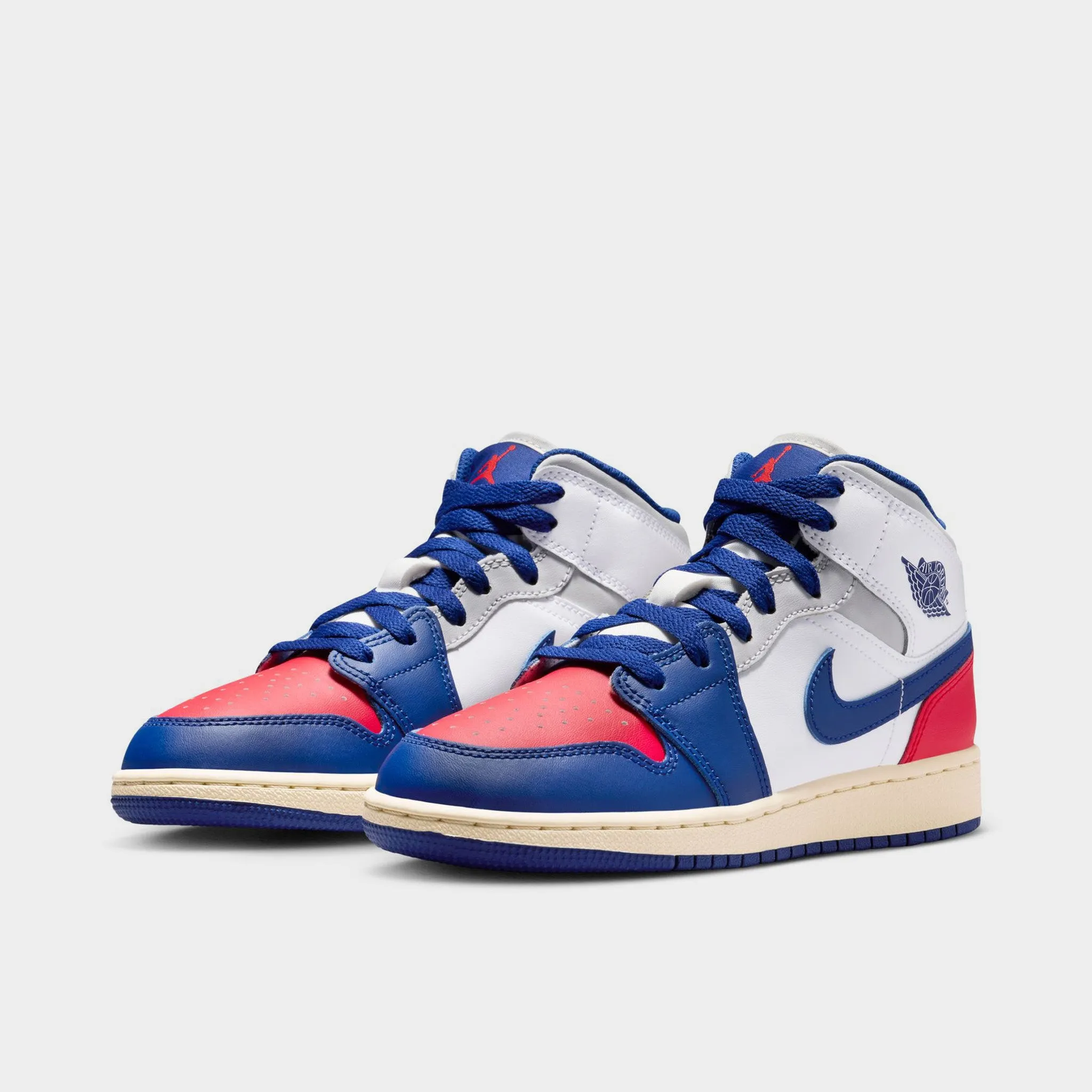 Jordan 1 Mid GS White / Deep Royal Blue - University Red Stability Bounce Zip   Up Style