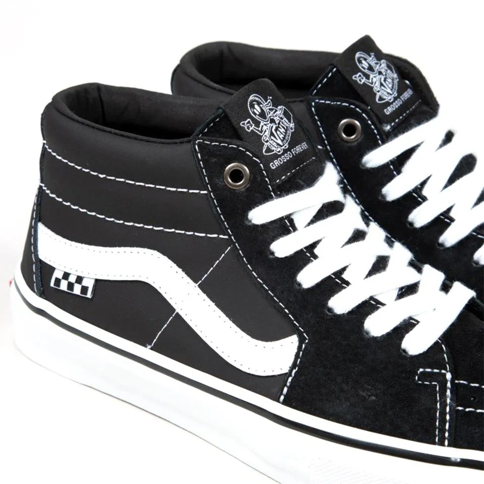 Pro Inspired Skater Motion Fit Vans Skate Grosso Mid - Black/White/Emo Leather