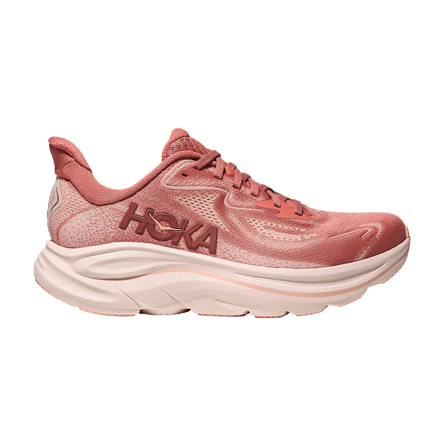 Geometric Print womens hoka clifton 10 (blush/rose latte)