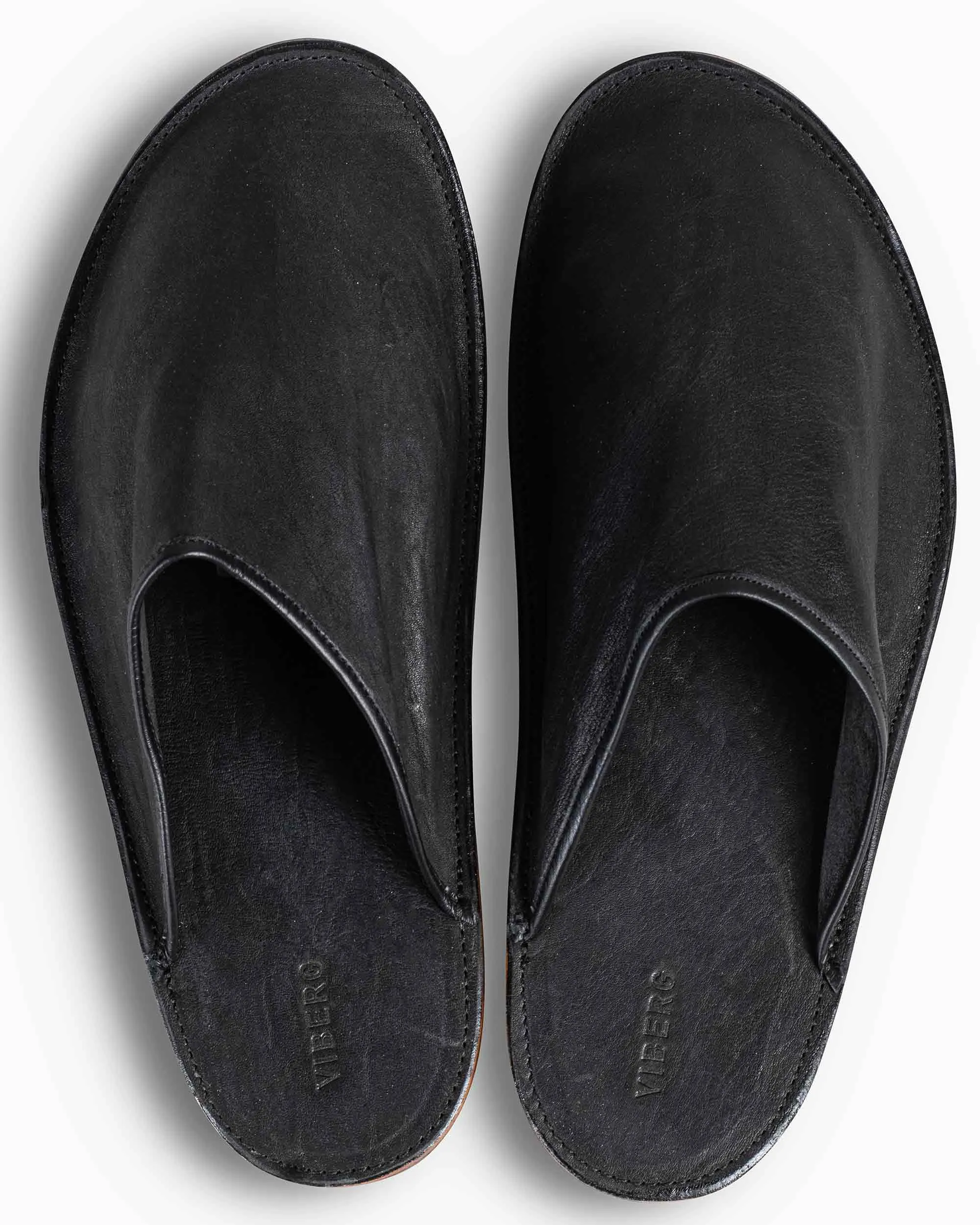 Viberg Slide Nero Washed Kangaroo Distinctive Design swimmers