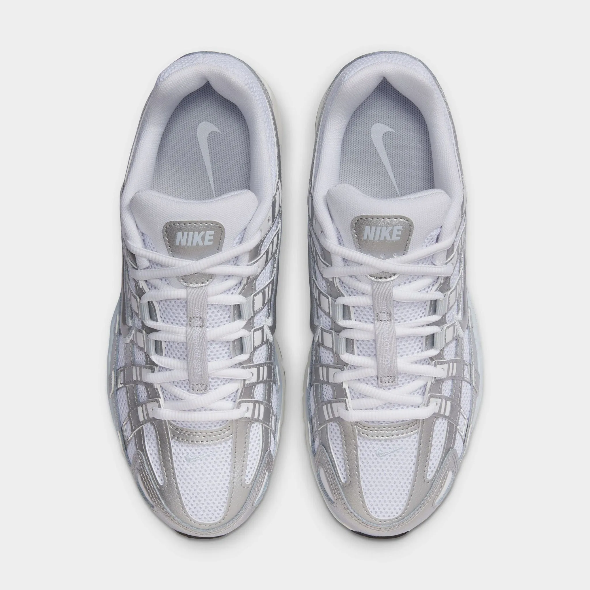 Nike Women's P-6000 White / Metallic Silver - Blue Tint running in clean tracks shoes warm weather running shoe case
