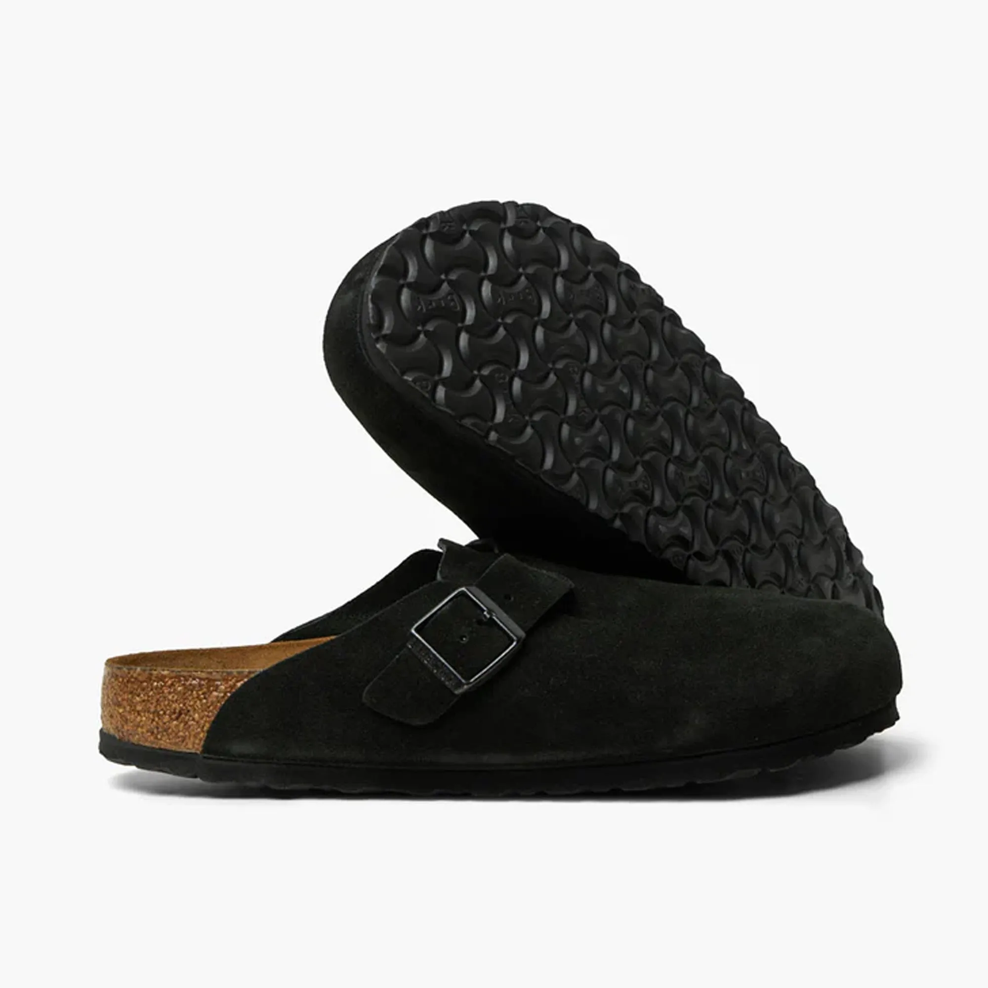 Birkenstock Boston Suede / Black Freedom Walk Flexible   outsole