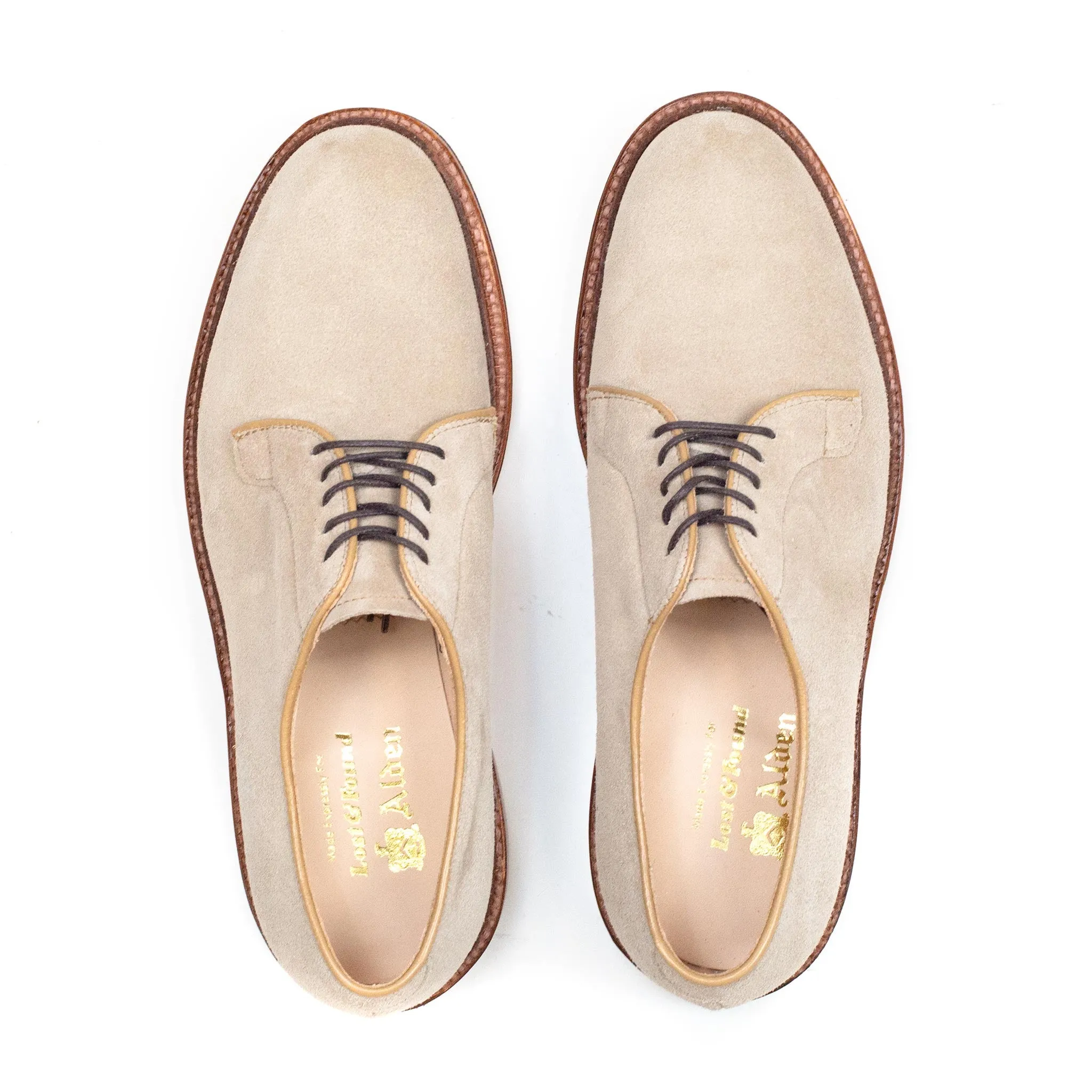 Alden Plain Toe Blucher Milkshake Suede Chic Fit