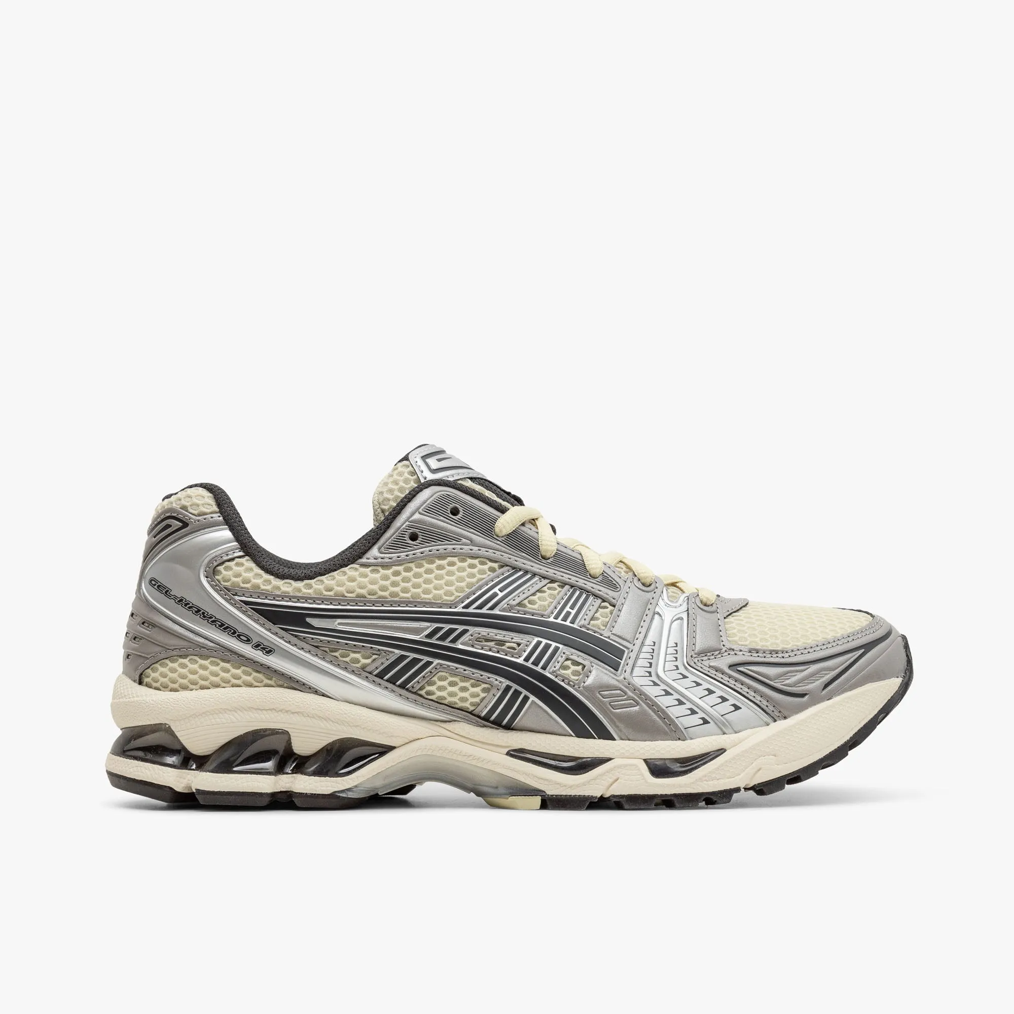 men's running footwear ASICS Gel-Kayano 14 Oyster White / Steeple Grey