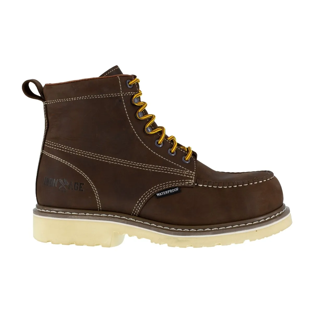 Iron Age Men's Solidifier Brown IA5062 6" Waterproof Work Boot Ankle Support Durable Shell Adventure Journey